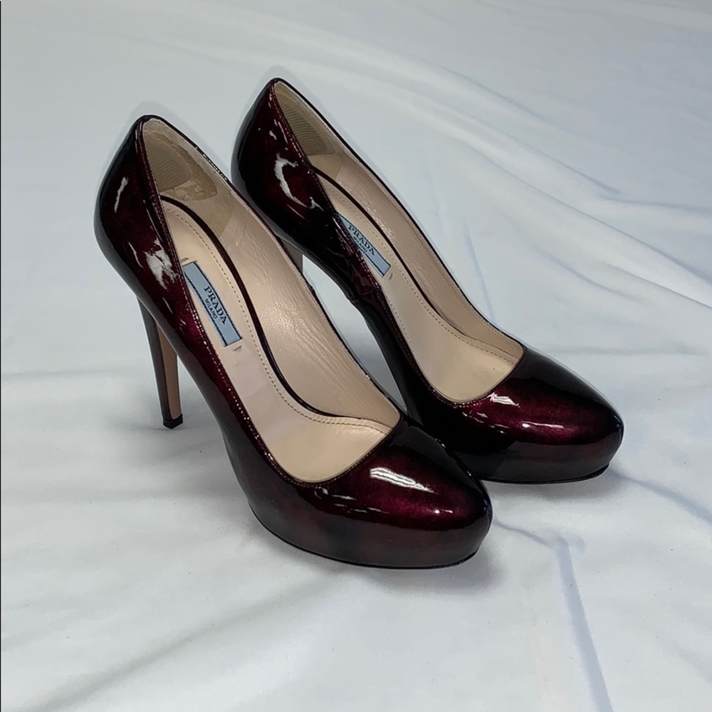 Prada Cranberry Red Patent Leather Pumps